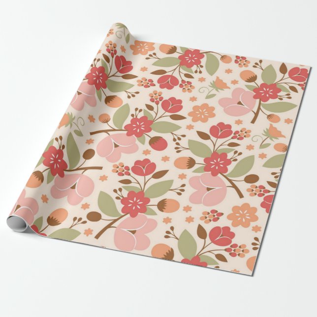 Flower pattern wrapping paper (Unrolled)