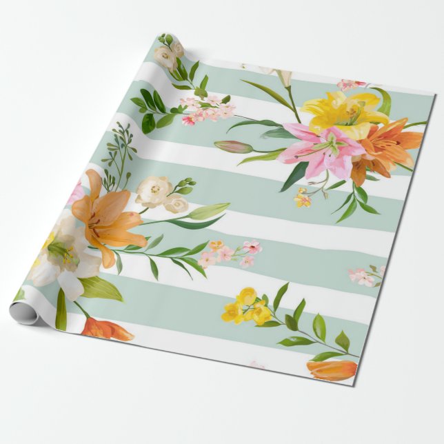 Flower pattern wrapping paper (Unrolled)