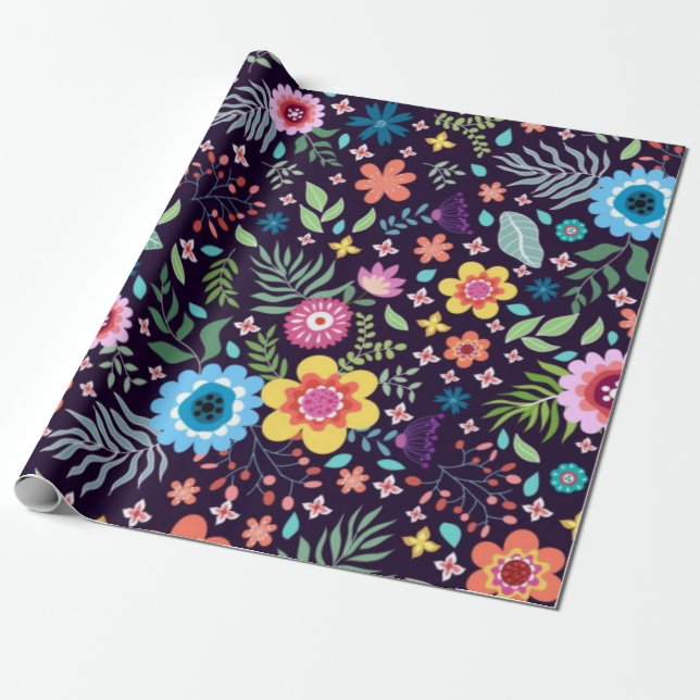 Flower pattern wrapping paper (Unrolled)
