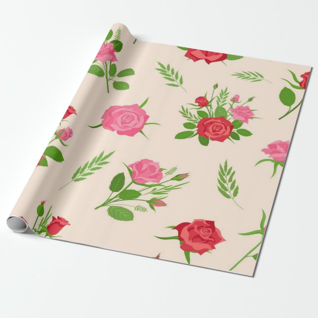 Flower pattern wrapping paper (Unrolled)