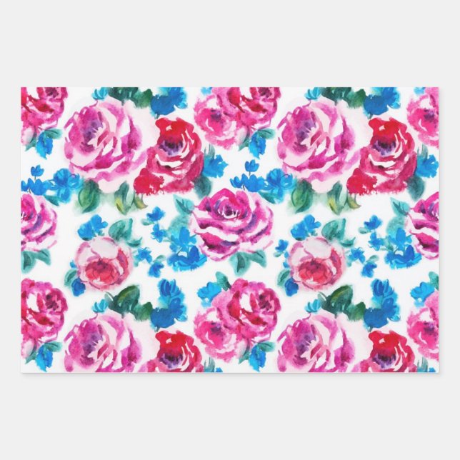 Flower pattern wrapping paper sheet (Front)