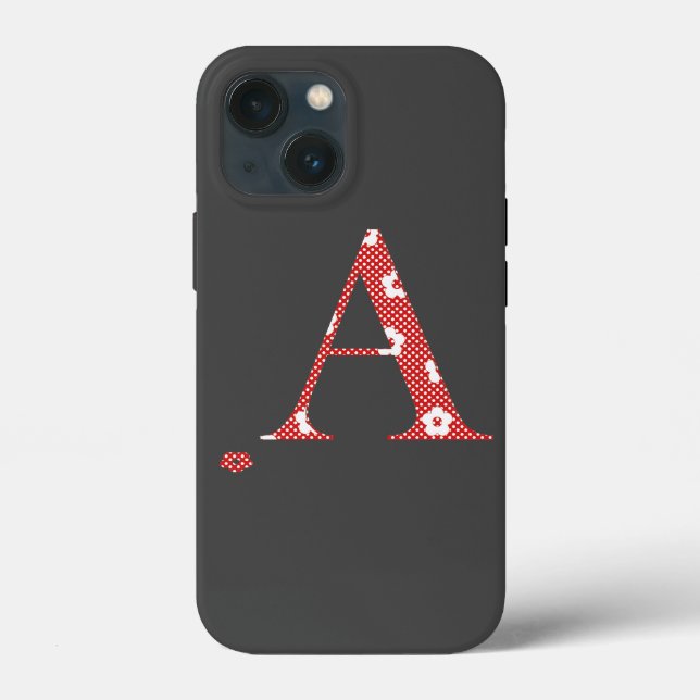 flower Patterned Letter A (red & dots) Case-Mate i Case-Mate iPhone Case (Back)