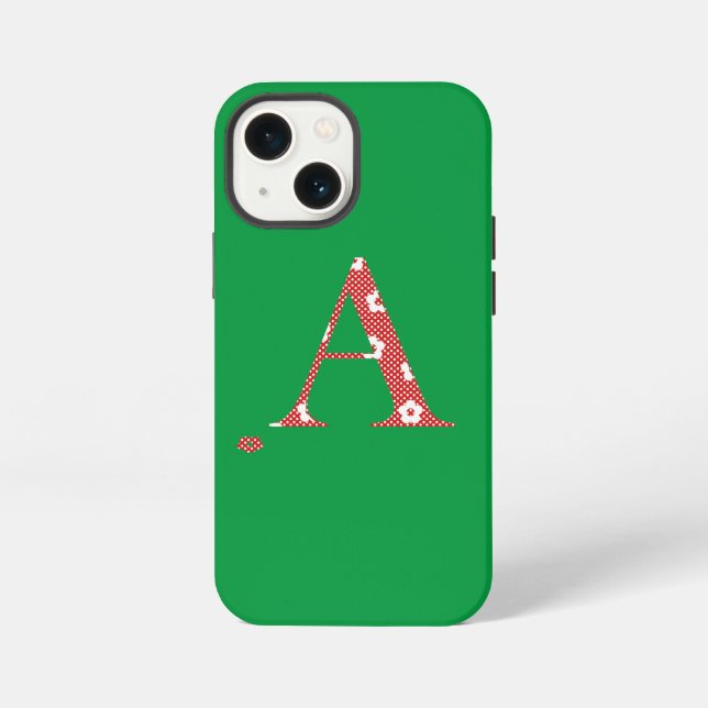 flower Patterned Letter A (red & dots) Case-Mate i iPhone Case (Back)