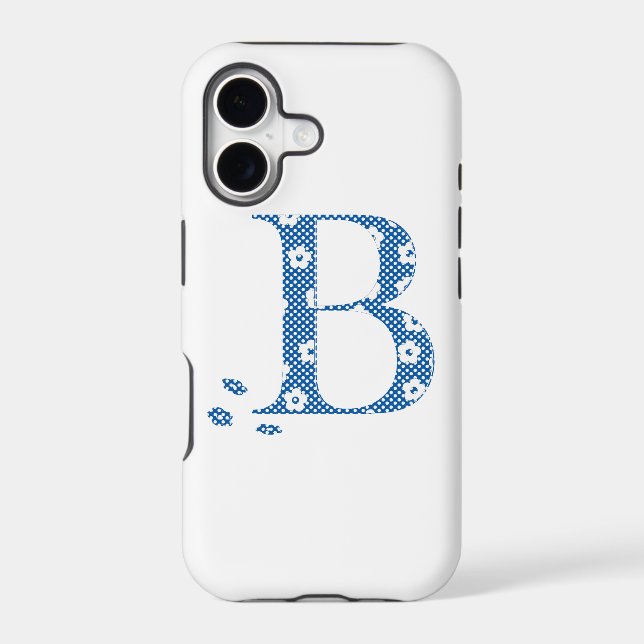 flower Patterned Letter B(blue & dots) (Back)