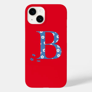 flower Patterned Letter B(blue & dots) Case-Mate i Case-Mate iPhone 14 Case