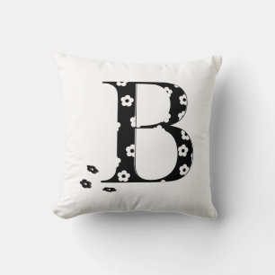 flower Patterned Letter B Cushion
