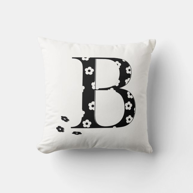 flower Patterned Letter B Cushion (Front)