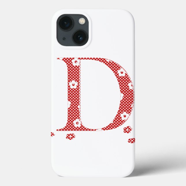 flower Patterned Letter D (red & dots) Case-Mate iPhone Case (Back)