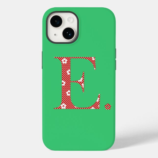 flower Patterned Letter E red & dots) Case-Mate iP iPhone Case (Back)