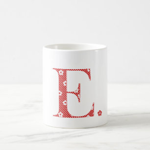 flower Patterned Letter E red & dots) Coffee Mug