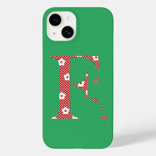 flower Patterned Letter F(red & dots) Case-Mate iP iPhone Case (Back)