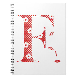 flower Patterned Letter F(red & dots) Notebook