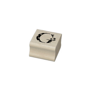 Flower Patterned Letter G Rubber Stamp