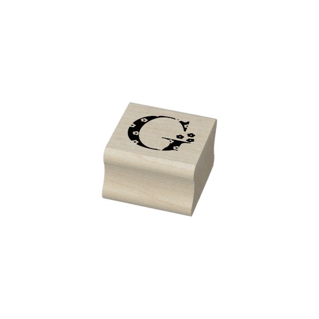 Flower Patterned Letter G Rubber Stamp (Stamp)