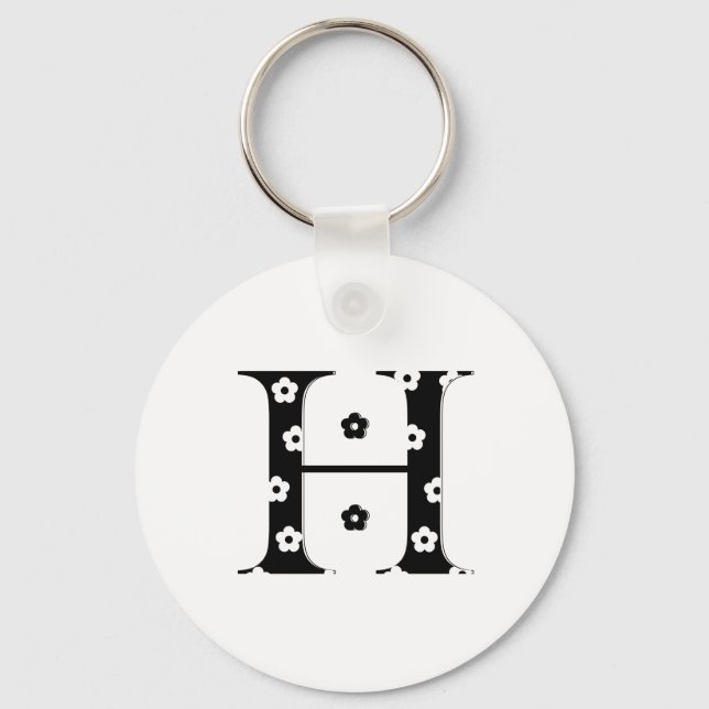 flower Patterned Letter H Key Ring (Front)