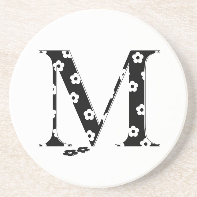 flower Patterned Letter M Coaster (Front)