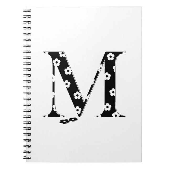 flower Patterned Letter M Notebook (Front)