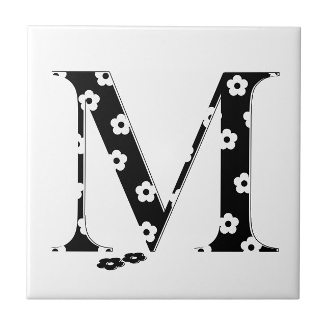 flower Patterned Letter M Tile (Front)