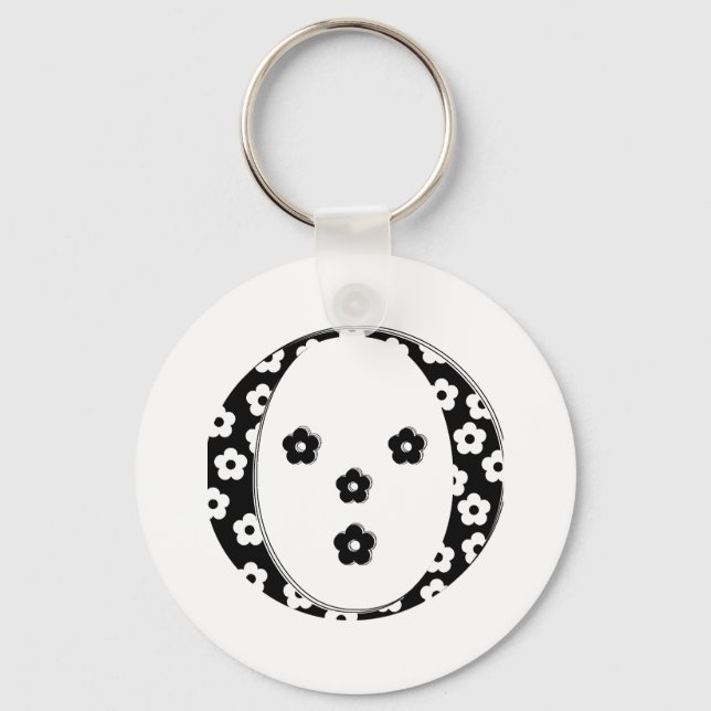 flower Patterned Letter O Key Ring (Front)
