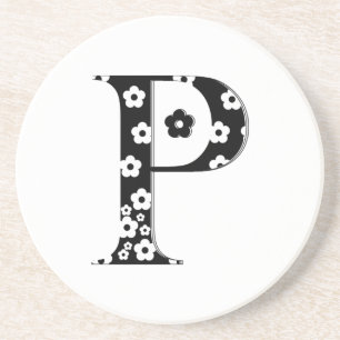 flower Patterned Letter P Coaster