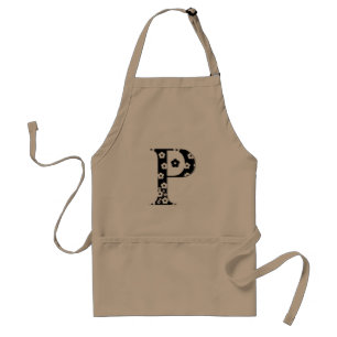 flower Patterned Letter P Standard Apron
