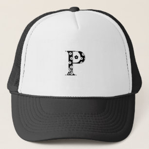 flower Patterned Letter P Trucker Hat