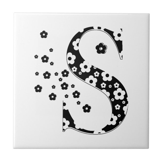flower Patterned Letter S Tile (Front)