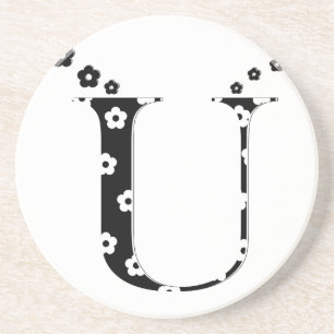 flower Patterned Letter U Coaster