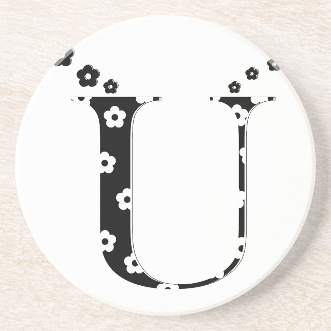 flower Patterned Letter U Coaster (Front)