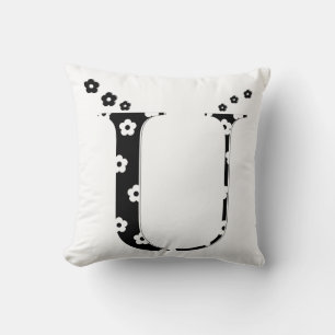flower Patterned Letter U Cushion