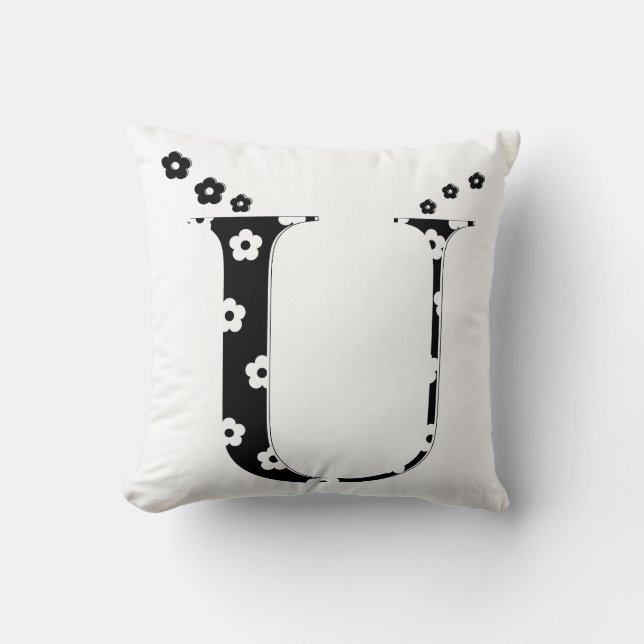 flower Patterned Letter U Cushion (Front)