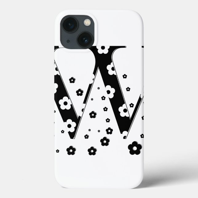 flower Patterned Letter W Case-Mate iPhone Case (Back)