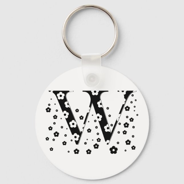 flower Patterned Letter W Key Ring (Front)