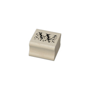 Flower Patterned Letter W Rubber Stamp