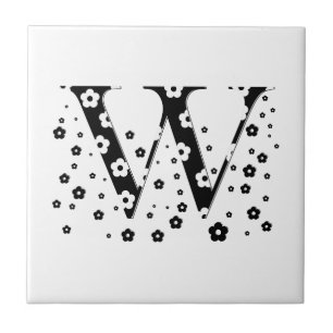 flower Patterned Letter W Tile