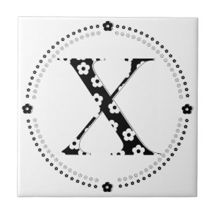 flower Patterned Letter X Tile