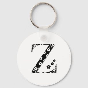 flower Patterned Letter Z Key Ring