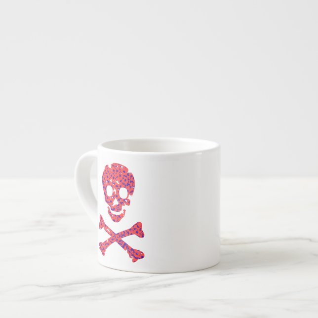 Flower Patterned Skull Espresso Cup (Front Left)
