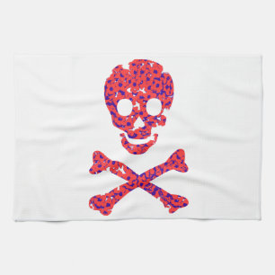 Flower Patterned Skull Tea Towel