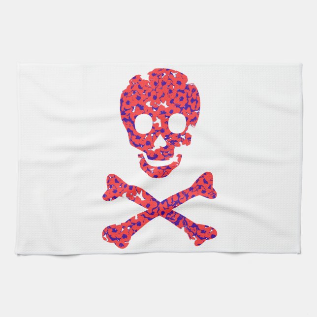 Flower Patterned Skull Tea Towel (Horizontal)