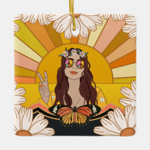 Flower Peace Ceramic Ornament