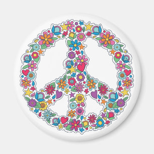 Flower Peace Sign Magnet