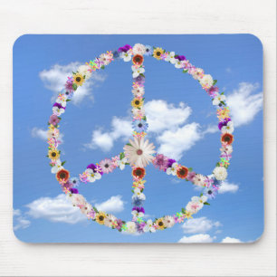 Flower Peace Sign On Sky Mouse Mat