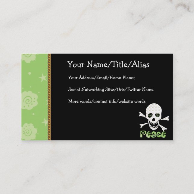 Flower Peace Skull Business Card (Front)