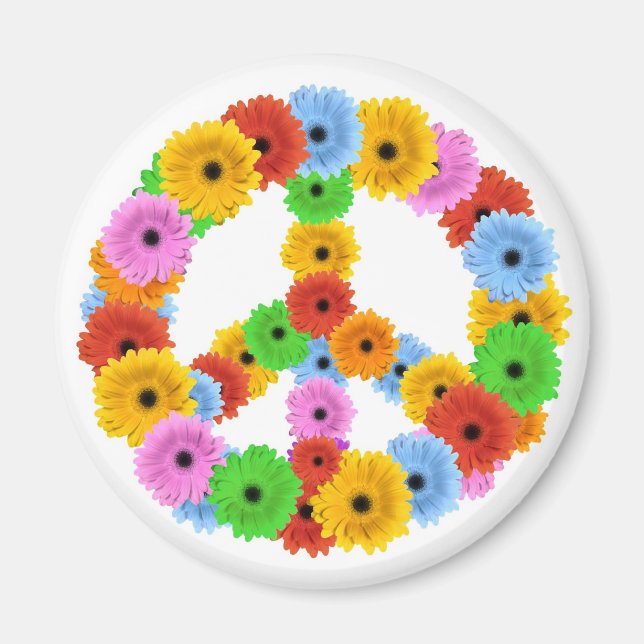 Flower Peace Symbol Magnet (Front)