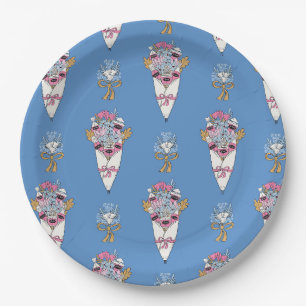 Flower & Perfume Bouquet Bundle on blue Paper Plate