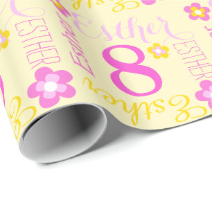 Flower personalised Esther age 8th birthday wrap Wrapping Paper