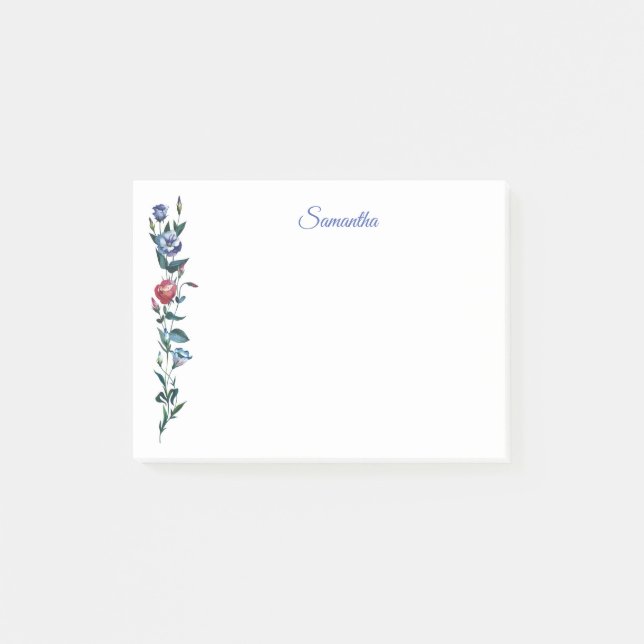 Flower Personalised Post it Notes (Front)