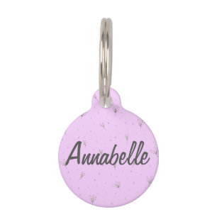 Flower Pet ID Tag Personalised Name Violet