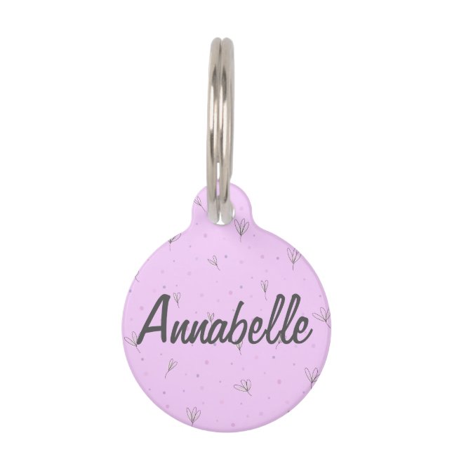 Flower Pet ID Tag Personalised Name Violet (Front)